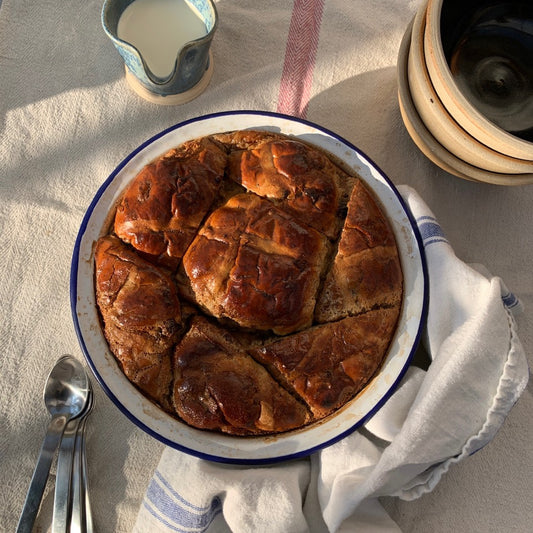 Earl Grey Hot Cross Bun Bread & Butter Pudding