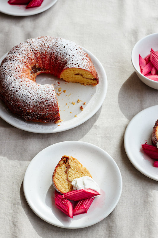 Rhubarb, Almond & Chai Custard Bundt Cake